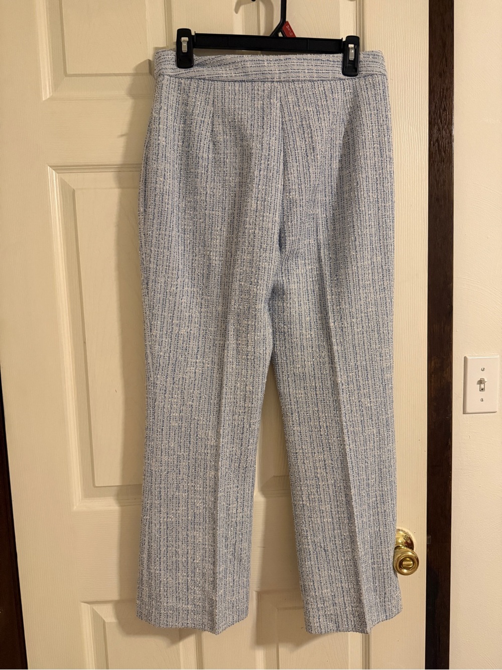 Zara Pale Blue Tweed Boot-Cut Pants - Picture 8 of 8